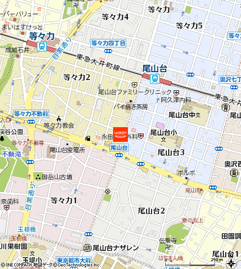 まいばすけっと尾山台駅前通り店付近の地図